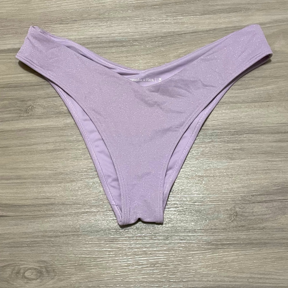 Abercrombie Light Pink Sparkle High Leg Bikini Bottoms, size M